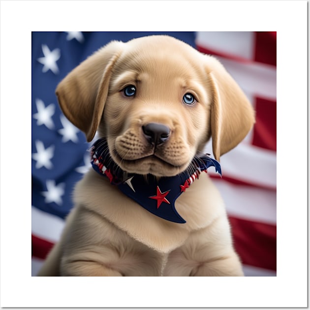 Patriotic Yellow Lab Puppy Wall Art by AnchoredK9s